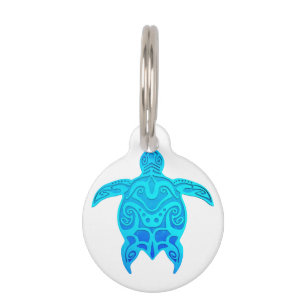 Blue Tribal Turtle Pet Tag