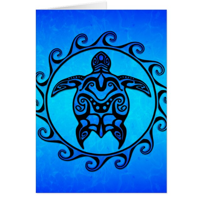 Blue Tribal Turtle Sun (Front)