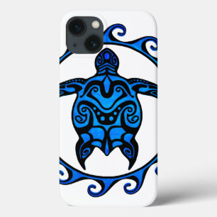 Blue Tribal Turtle Sun iPhone 13 Case