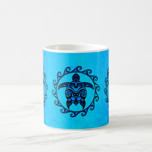 Blue Tribal Turtle Sun Coffee Mug