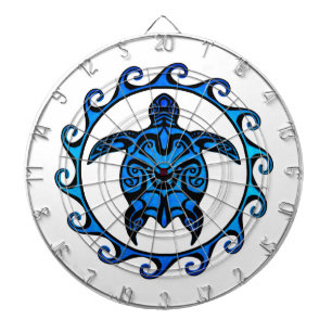 Blue Tribal Turtle Sun Dartboard