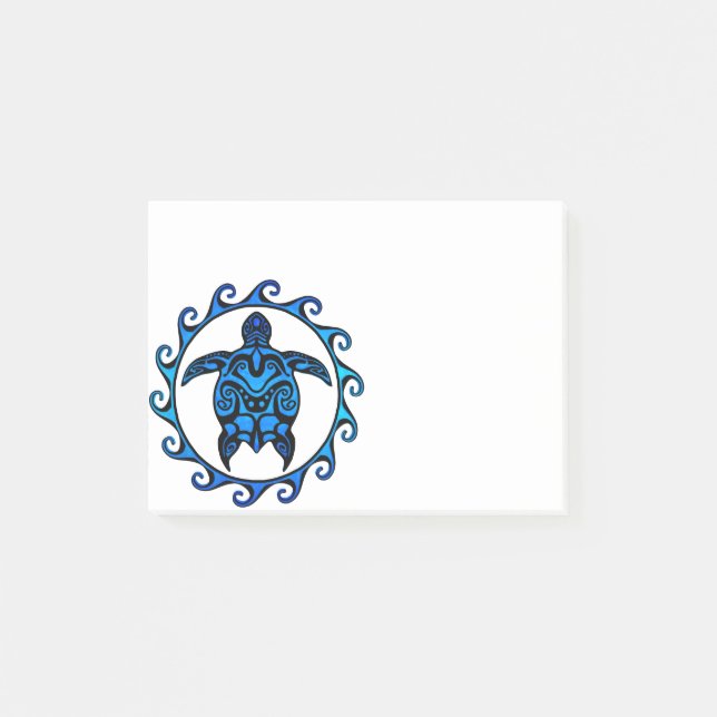 Blue Tribal Turtle Sun Post-it Notes (Front)