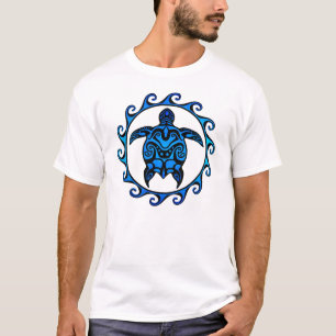 Blue Tribal Turtle Sun T-Shirt