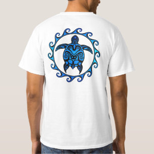 Blue Tribal Turtle Sun T-Shirt