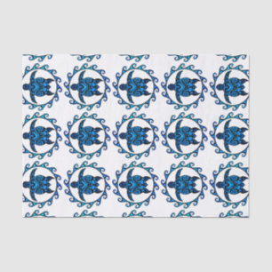 Blue Tribal Turtle Sun Tissue Paper