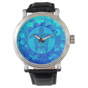 Blue Tribal Turtle Sun Watch