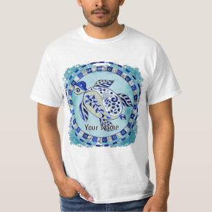 Blue Tribal Turtle T-Shirt