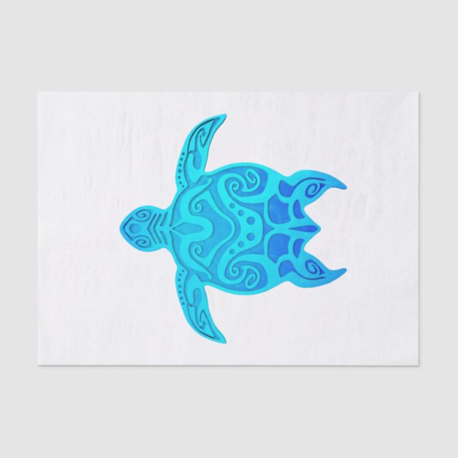 Blue Tribal Turtle Tissue Paper (Front)
