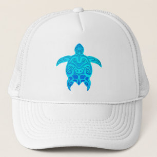 Blue Tribal Turtle Trucker Hat