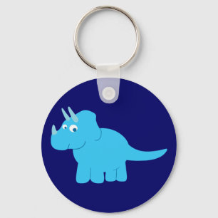 Blue Triceratops Dinosaur Key Ring