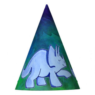 Blue Triceratops Paper Party Hat