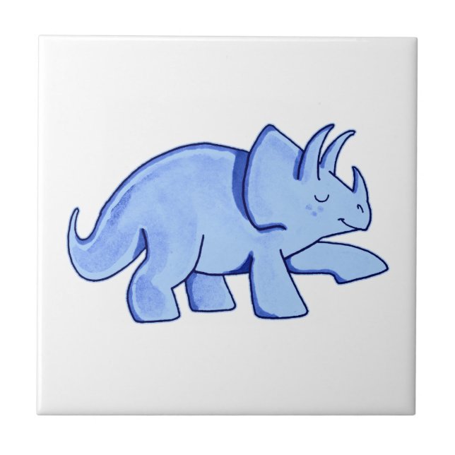 Blue Triceratops Tile (Front)