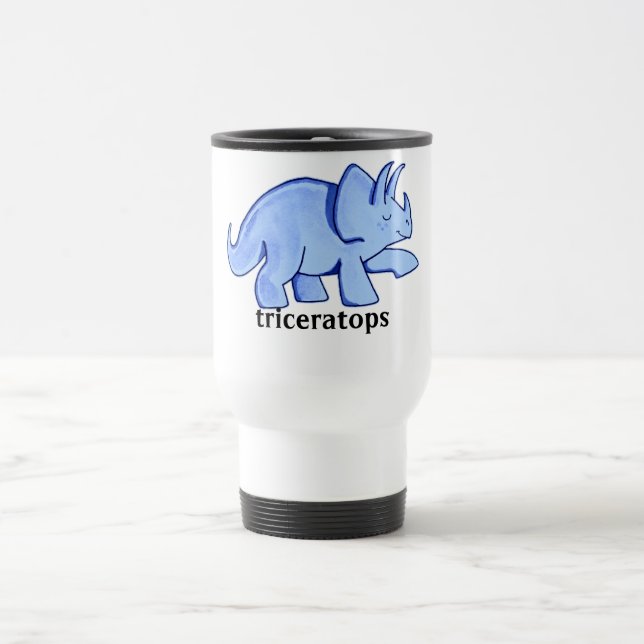 Blue Triceratops Travel Mug (Center)
