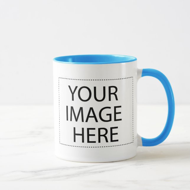 Blue trim handle Two-Image Template 15oz Mug (Right)