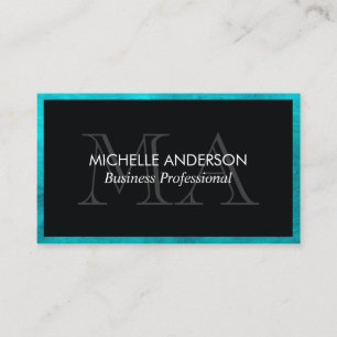 Blue Trim Monogram Executive Business Card