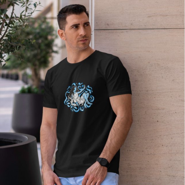 Blue Trippy Woman Psychedelic   T-Shirt (Creator Uploaded)