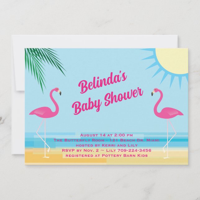 Blue Tropical Beach Baby Shower Invitation (Front)