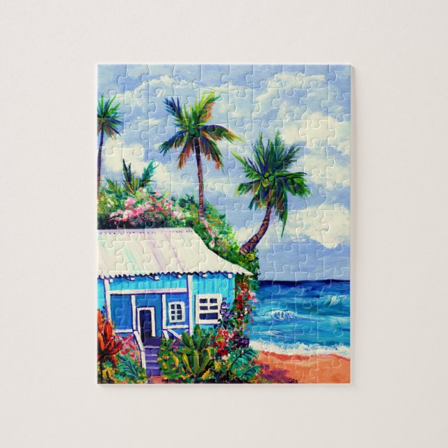 Blue Tropical Beach House of Kauai Puzzle (Vertical)
