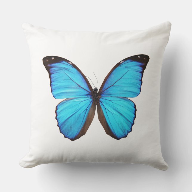 Blue Tropical Butterfly Cushion (Front)