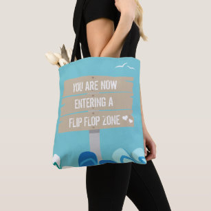 Blue Tropical Flip Flop Zone Chill Out Beach Tote Bag
