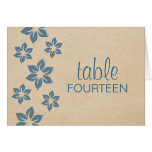 Blue Tropical Floral Table Number Card