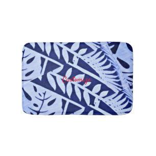 Blue Tropical Floral Thunder_Cove Bath Mat