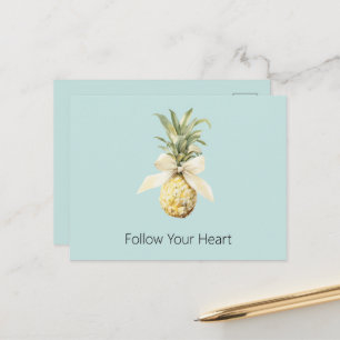 Blue Tropical Fruit Pinepple Bow Postcard