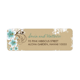 Blue Tropical Hibiscus Beach Wedding Address