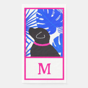 Blue Tropical Island Black Dog Guest Towels Napkin