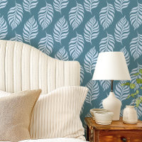 Blue Tropical Leaf Pattern