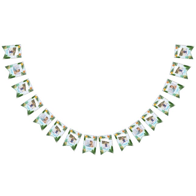 Blue Tropical Monthly Photo Bunting Flags (All)