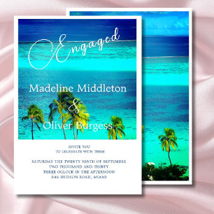 Blue Tropical  Ocean Destination Engagement  Invitation