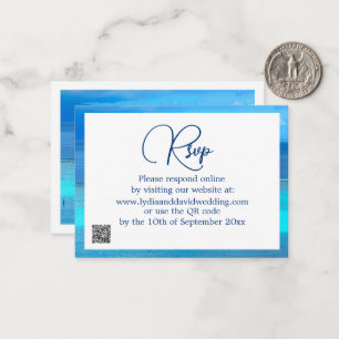 Blue Tropical  Ocean Destination Wedding RSVP Card