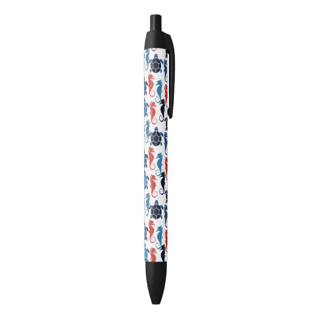 Blue Tropical Ocean Sea Turtle Seahorses Black Ink Pen (Bottom (Vertical))