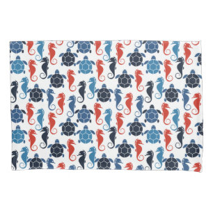 Blue Tropical Ocean Sea Turtle Seahorses Pillowcase
