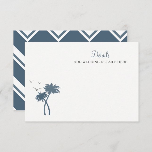 Blue Tropical Palm Tree Wedding Enclosure Card (Front/Back)