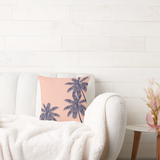 Blue Tropical Palm Trees Cushion (Couch)