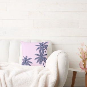 Blue Tropical Palm Trees Cushion