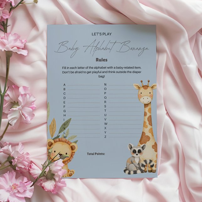 Blue Tropical Safari Animals Baby Shower game (Creator Uploaded)