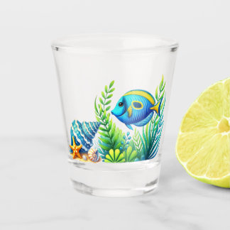 Blue Tropical Sea Shot glass
