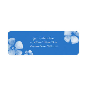 Blue Tropical Watercolor Flowers Address Labels