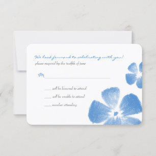 Blue Tropical Watercolor Flowers Wedding RSVP