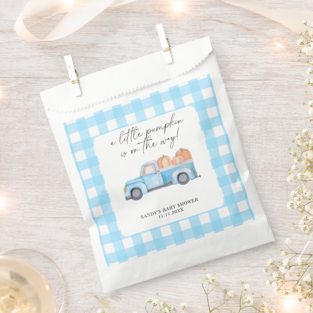 Blue Truck A Little Pumpkin Fall Baby Shower Favour Bags (Clipped)