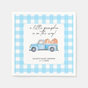 Blue Truck A Little Pumpkin Fall Baby Shower Napkin