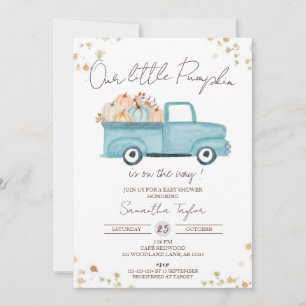 Blue Truck, Baby Boy Shower, Fall Baby Shower  Invitation