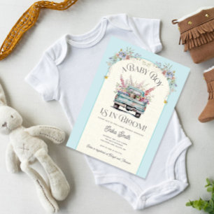 Blue Truck Baby in Bloom Baby Shower Invitation
