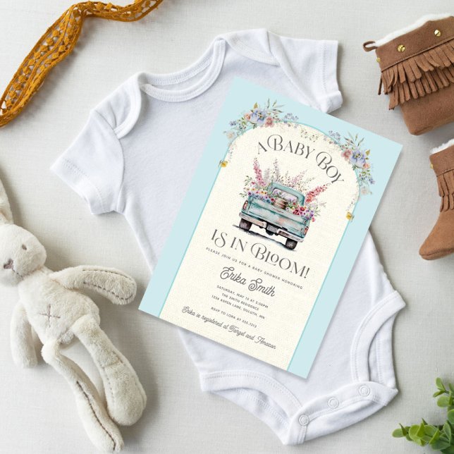 Blue Truck Baby in Bloom Baby Shower Invitation (Creator Uploaded)