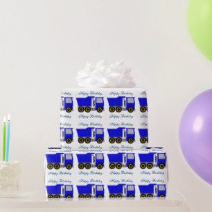 Blue Truck Birthday Wrapping Paper
