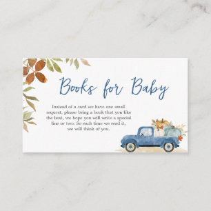 Blue Truck Fall Pumpkin Baby Shower Books for Baby Enclosure Card