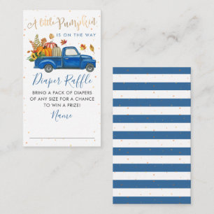 Blue Truck Fall Pumpkin Baby Shower Diaper Raffle Enclosure Card
